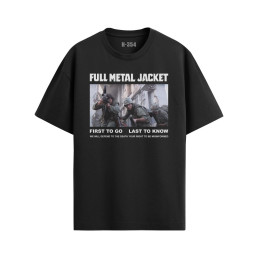 Black Full Metal Jacket #03 T-shirt featuring a Vietnam combat scene and graphic text