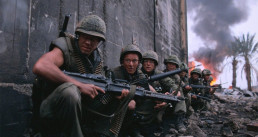 U.S. Marines of the Lusthog Squad moving through the ruins of Huế City in Stanley Kubrick's Full Metal Jacket (1987)